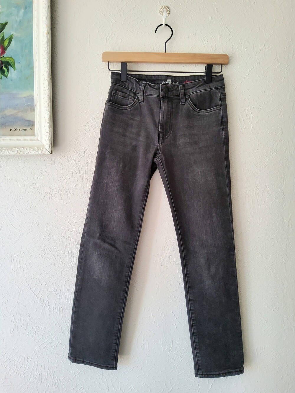 Girls 7 FOR ALL MANKIND - Slimmy Vintage Wash Black Denim Sz. 10